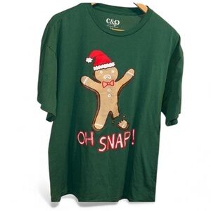 Gingerbread shirt Oh Snap! Christmas holiday XL unisex tee funny cotton poly